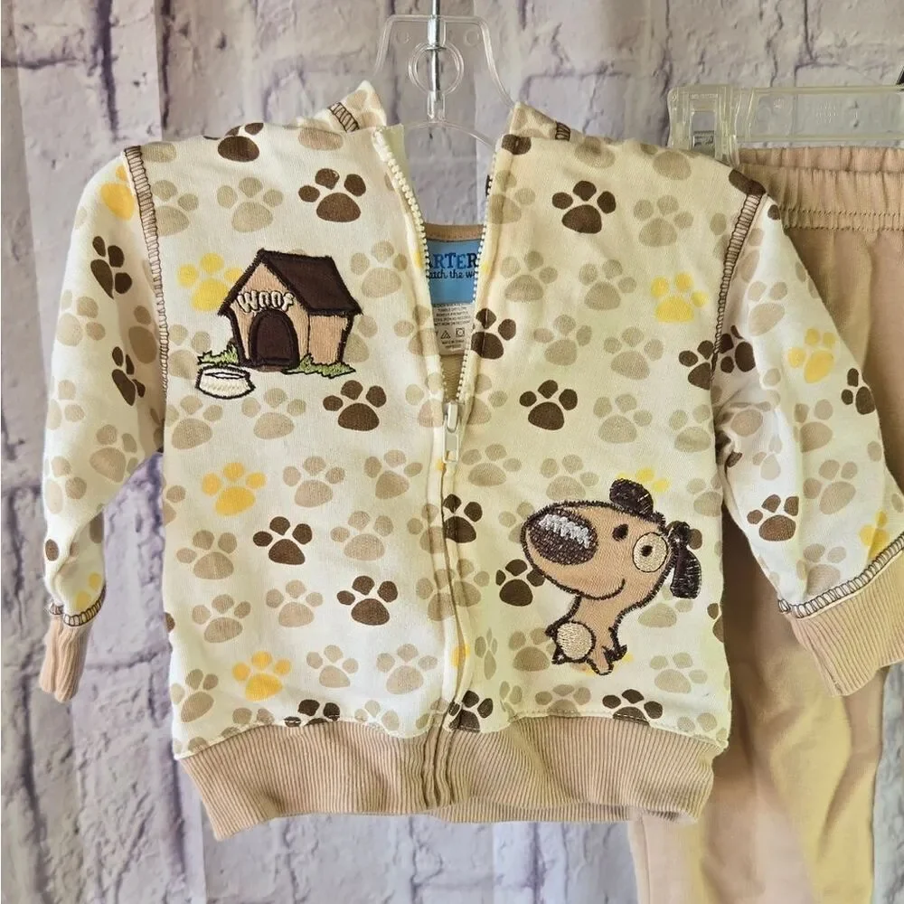 Carter’s Baby Boy Dog Hoodie & Sweatpants Set 6–9 Months Matching Winter Outfit